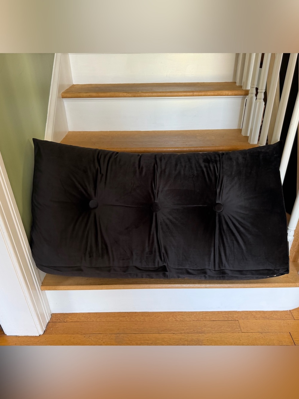 WOW Max Dorm Bed Wedge Reading Pillow Headboard in Black Velvet Material Twin Be